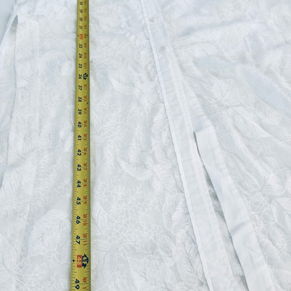 Zara - White Sheer Floral Button-Up Dress/Duster - Sheer Unique Design - Picture 11 of 15
